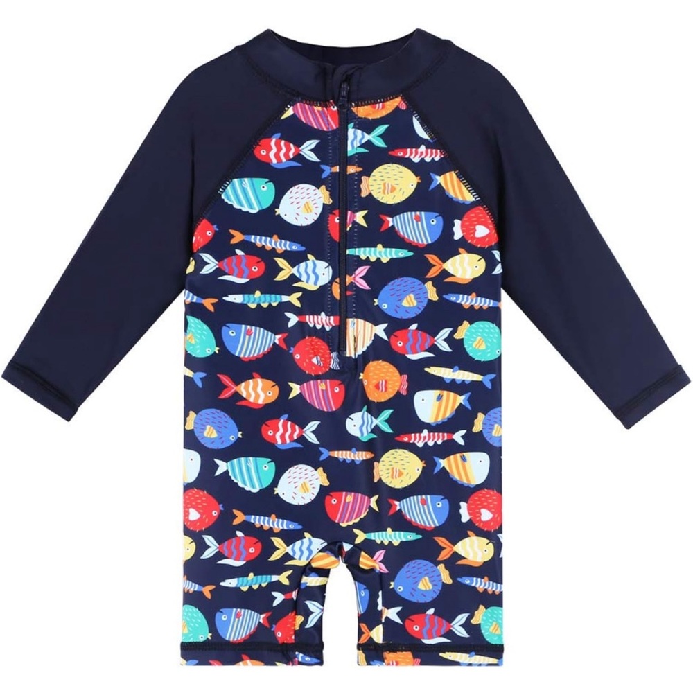 HUAANIUE Baby/Toddler Boy Swimsuit Rashguard Swimwear Long Sleeve One-Piece